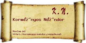 Kormányos Nándor névjegykártya