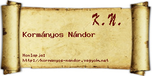 Kormányos Nándor névjegykártya