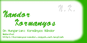 nandor kormanyos business card