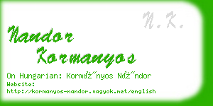nandor kormanyos business card
